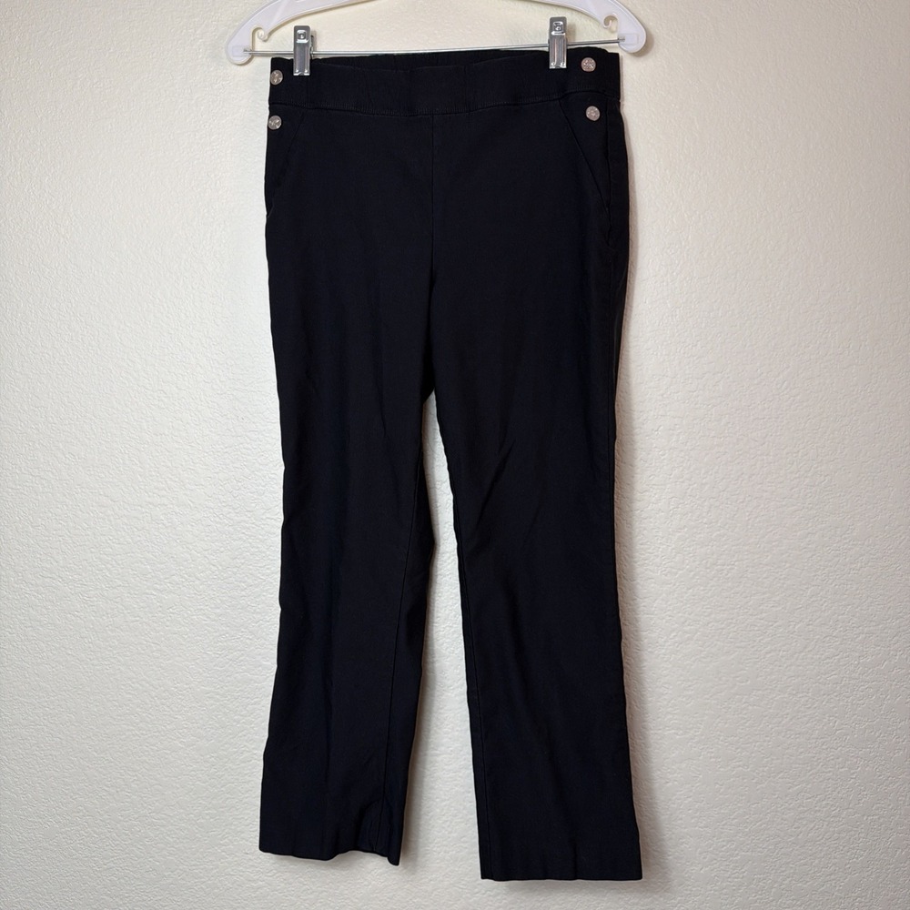 Rafaella Comfort Womens 8 Pants Black Pull On Stretch Cropped Ankle Side Button